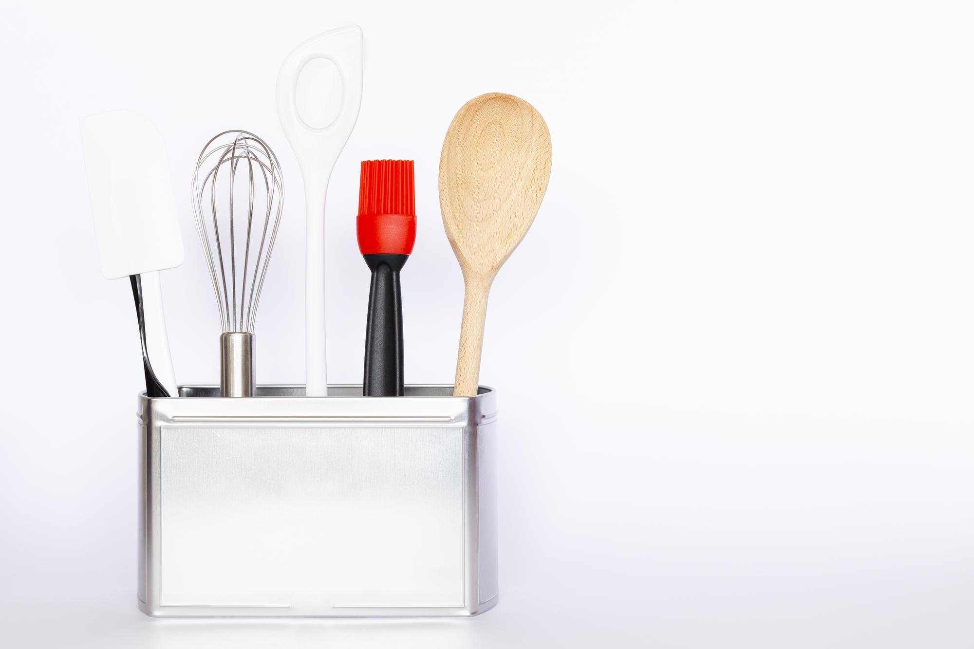 Bright kitchen workspace with utensils